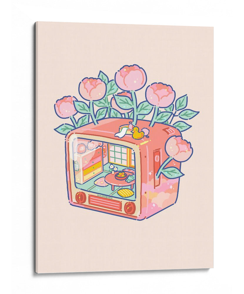 Televisión vintage en tonos pastel - Hiroko Hashimoto | Cuadro decorativo de Canvas Lab