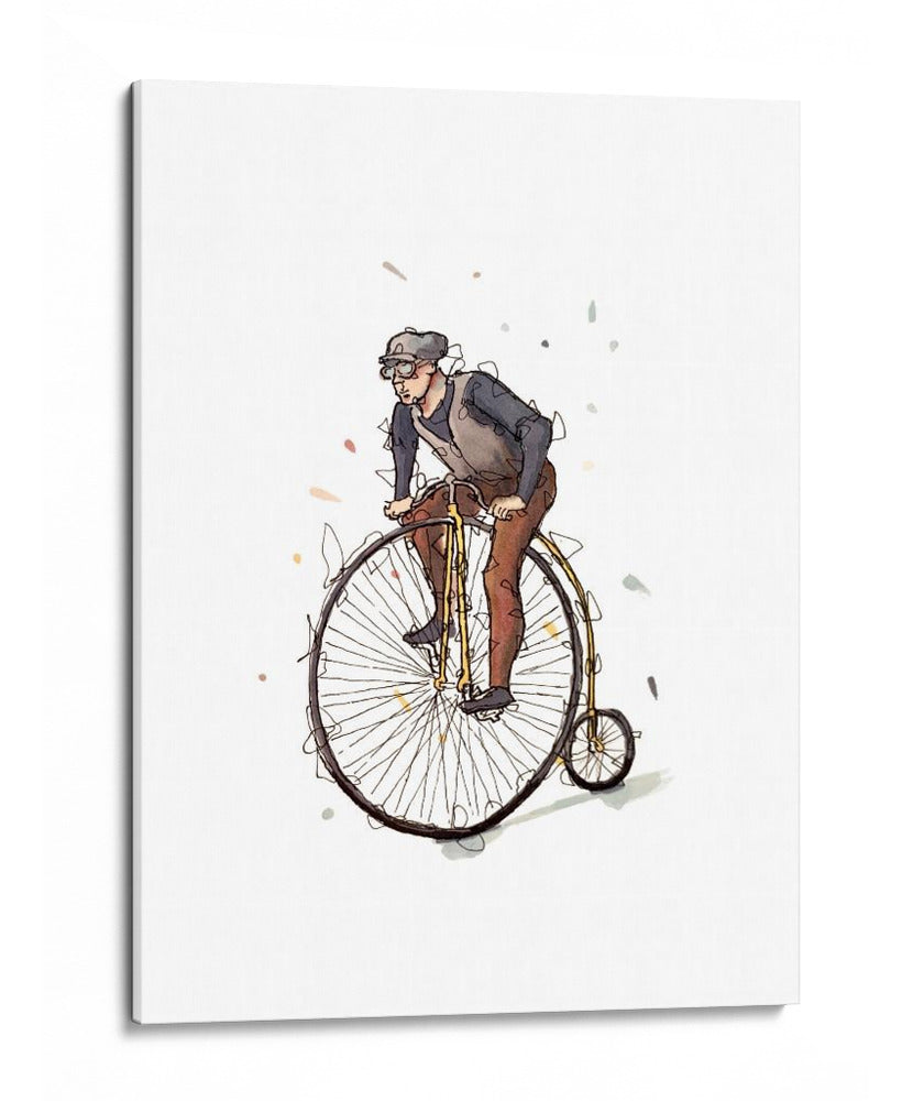 Un hombre montando una bicicleta clásica Penny Farthing - Borgenhag Holmqvist | Cuadro decorativo de Canvas Lab