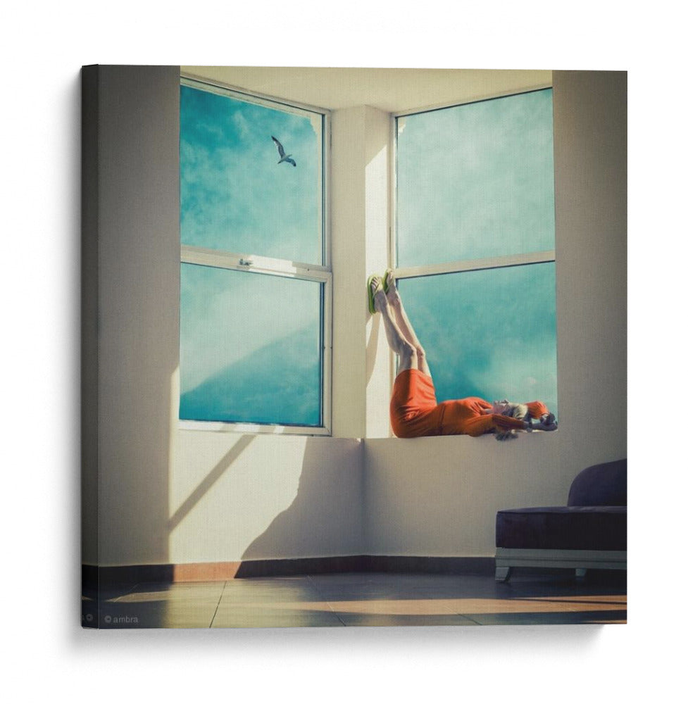 Vista desde la ventana con las piernas levantadas - ambra | Cuadro decorativo de Canvas Lab