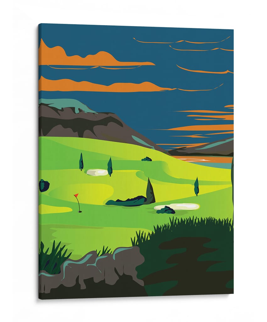 Campo de golf al atardecer - Nicholas | Cuadro decorativo de Canvas Lab
