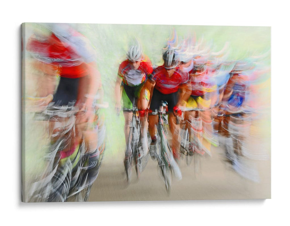 Ciclistas a toda velocidad se ven borrosos - Lou Urlings | Cuadro decorativo de Canvas Lab