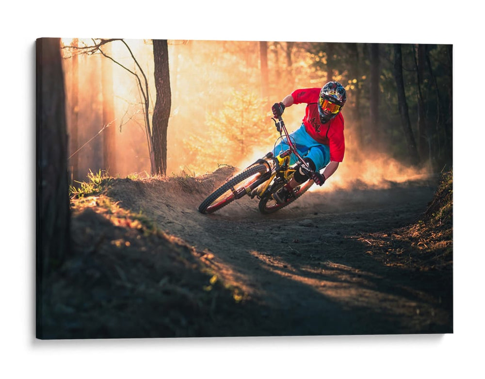 Ciclista de montaña en la hora dorada - Sandi Bertoncelj | Cuadro decorativo de Canvas Lab