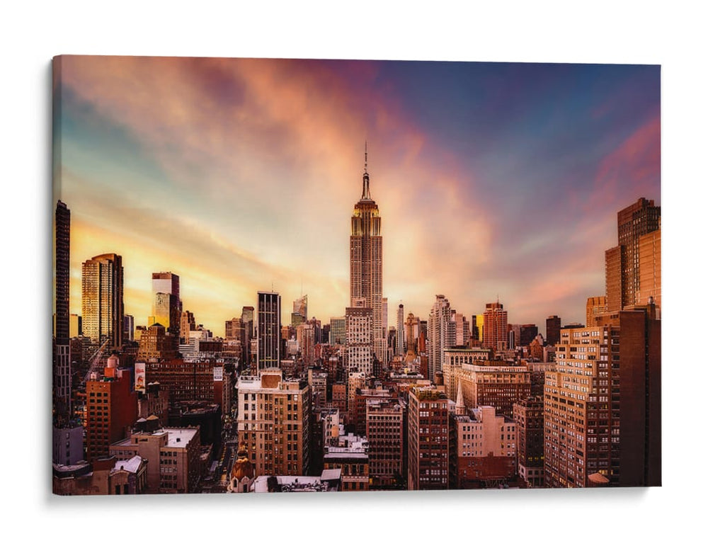 Puesta de sol en el Empire State - Javier de la | Cuadro decorativo de Canvas Lab