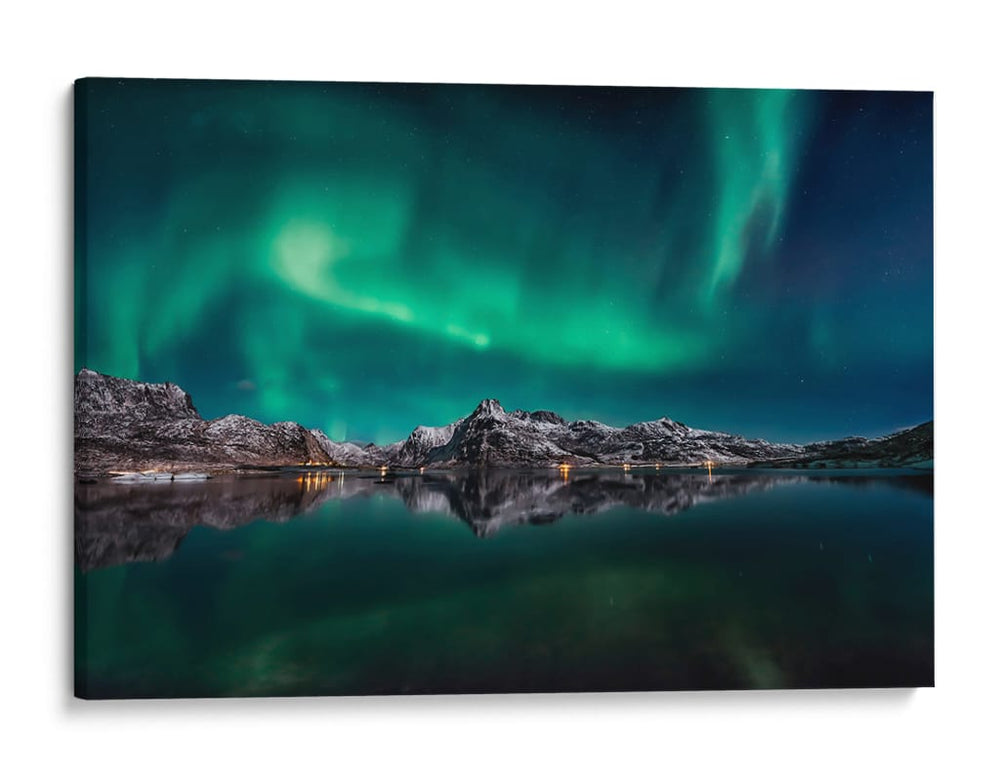 Reflejo de la montaña Aurora Esmeralda - Javier de la | Cuadro decorativo de Canvas Lab