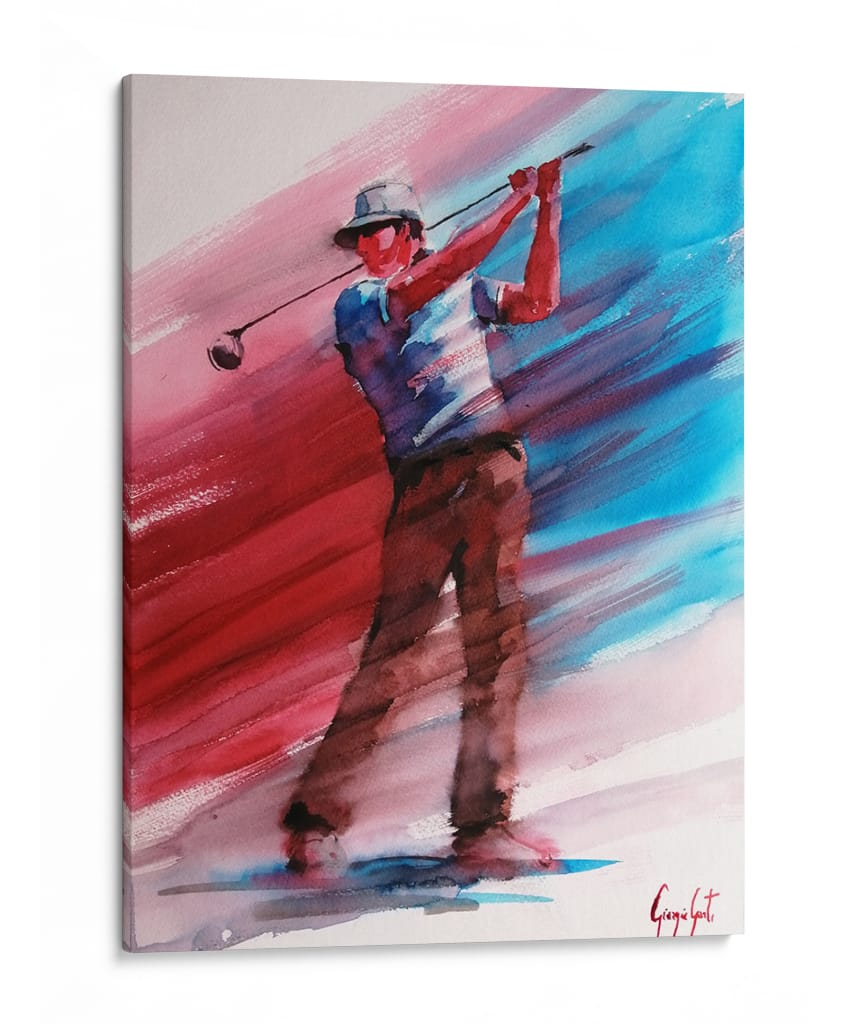 Swing de golf dinámico rojo azul - Giorgio Gosti | Cuadro decorativo de Canvas Lab
