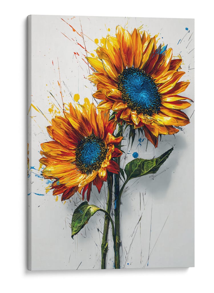 Dibujo girasoles azules - DIEGO D L | Cuadro decorativo de Canvas Lab