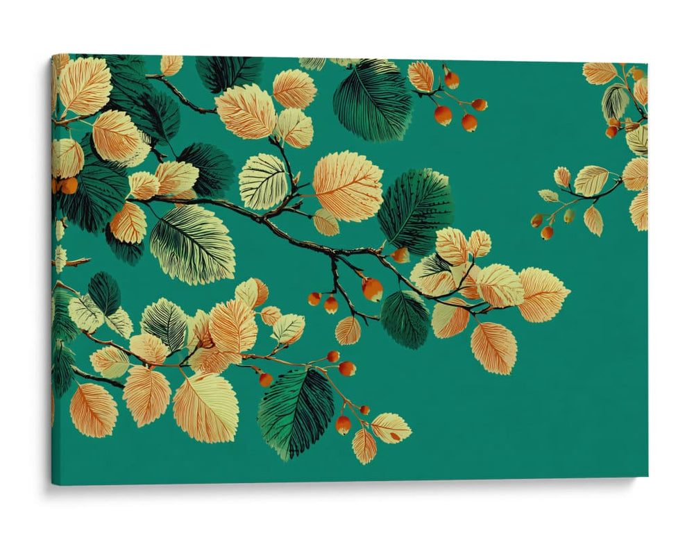 Hojas en fondo verde - DIEGO D L | Cuadro decorativo de Canvas Lab