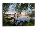 Amanecer de la mañana brumosa en el lago - Keller | Cuadro decorativo de Canvas Lab