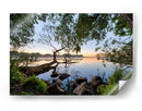 Amanecer de la mañana brumosa en el lago - Keller | Cuadro decorativo de Canvas Lab