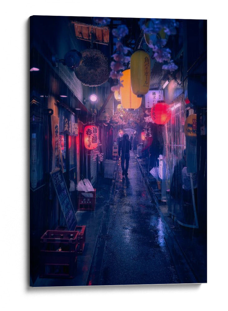 Callejón lluvioso de Tokio - Javier de la | Cuadro decorativo de Canvas Lab