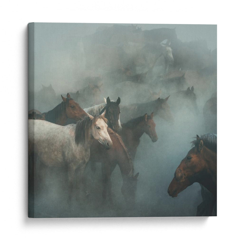 Caballos salvajes en el polvo - Huseyin Taşkın | Cuadro decorativo de Canvas Lab