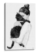Mujer amorosa y gato negro distraído - Fluidys Studio II | Cuadro decorativo de Canvas Lab