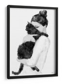 Mujer amorosa y gato negro distraído - Fluidys Studio II | Cuadro decorativo de Canvas Lab