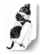 Mujer amorosa y gato negro distraído - Fluidys Studio II | Cuadro decorativo de Canvas Lab