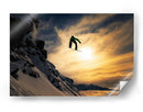 Salto al atardecer de un snowboarder - Jakob Sanne | Cuadro decorativo de Canvas Lab