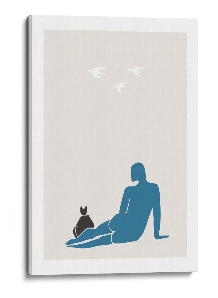 Gato negro, figura azul - Fluidys Studio II | Cuadro decorativo de Canvas Lab