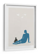 Gato negro, figura azul - Fluidys Studio II | Cuadro decorativo de Canvas Lab
