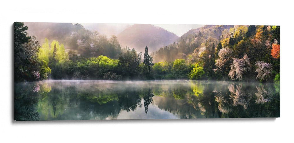 Reflejo en un lago primaveral envuelto en niebla - Tiger Seo | Cuadro decorativo de Canvas Lab