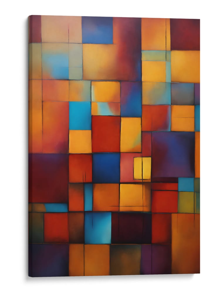 Vitral Azul y Naranja - DEA Digital Esoteric Art | Cuadro decorativo de Canvas Lab