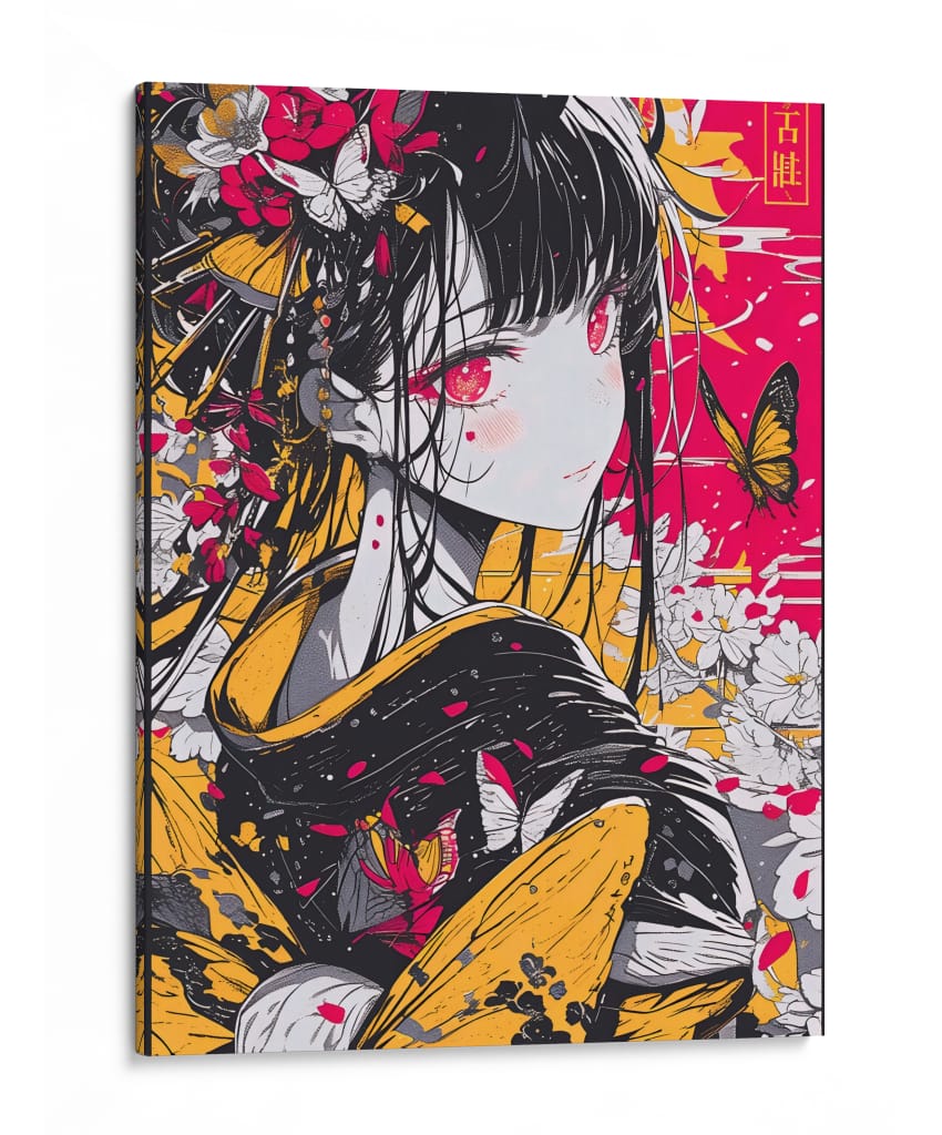 Geisha Carmesí - Puffy Design | Cuadro decorativo de Canvas Lab