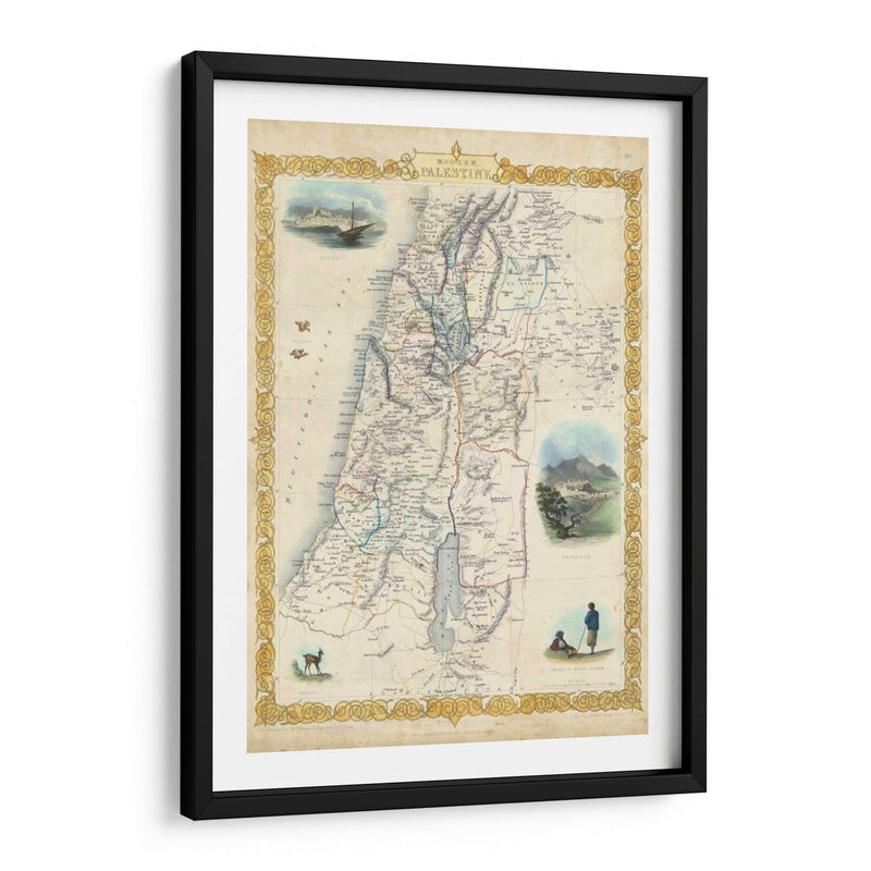 Mapa Vintage De Palestina - J. Rapkin | Cuadro decorativo de Canvas Lab