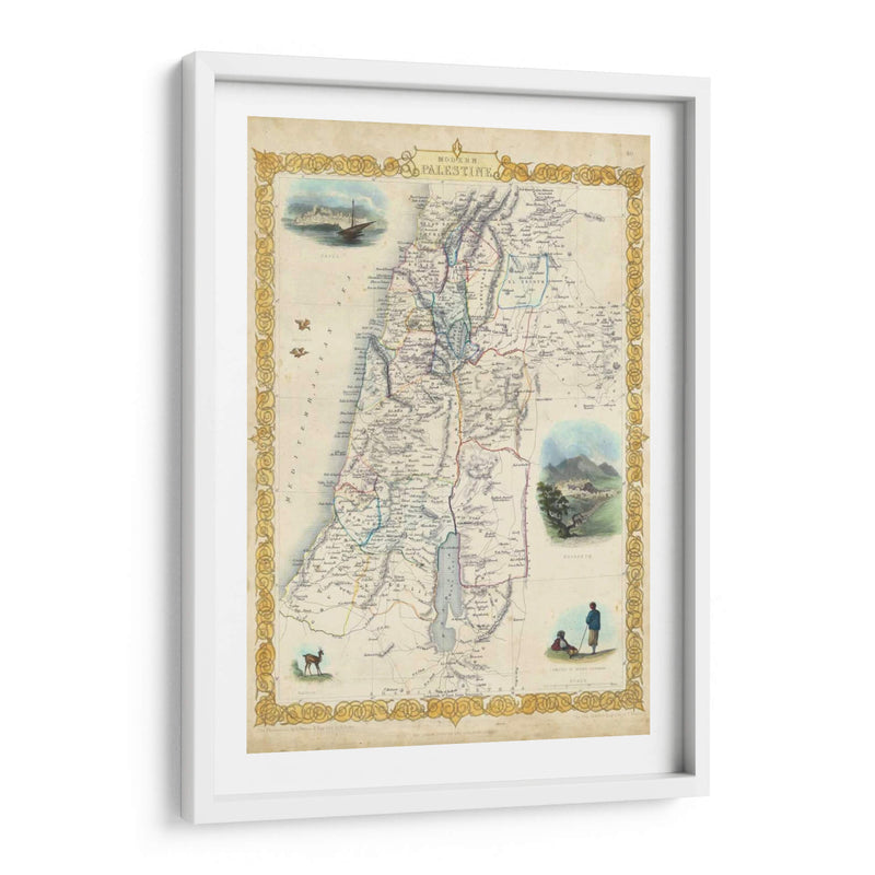 Mapa Vintage De Palestina - J. Rapkin | Cuadro decorativo de Canvas Lab