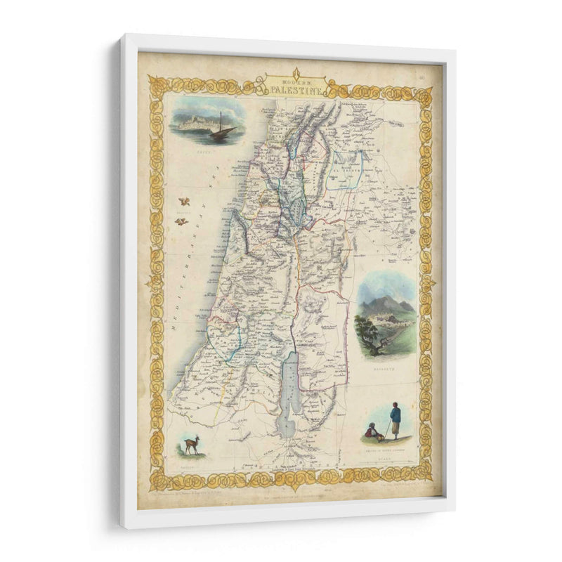 Mapa Vintage De Palestina - J. Rapkin | Cuadro decorativo de Canvas Lab