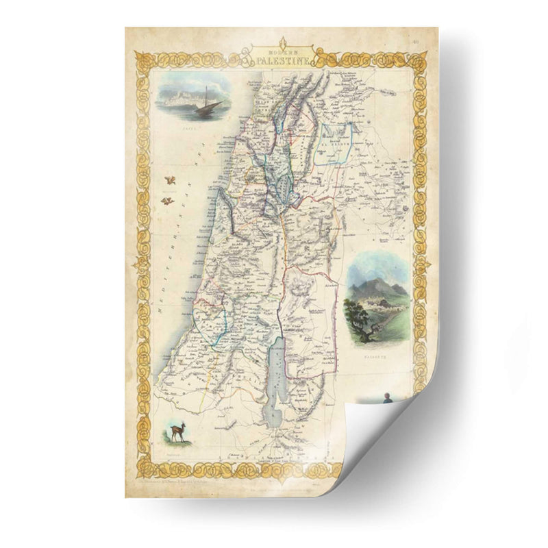 Mapa Vintage De Palestina - J. Rapkin | Cuadro decorativo de Canvas Lab