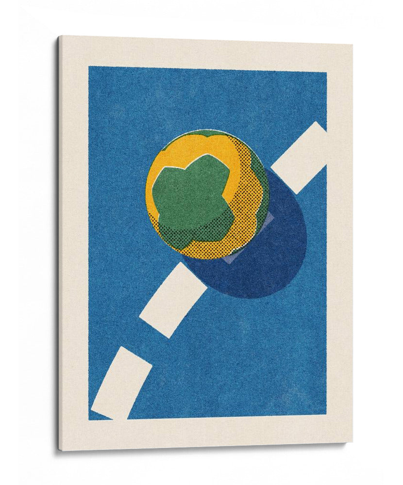 Balón de juego en la cancha azul - Daniel Coulmann | Cuadro decorativo de Canvas Lab