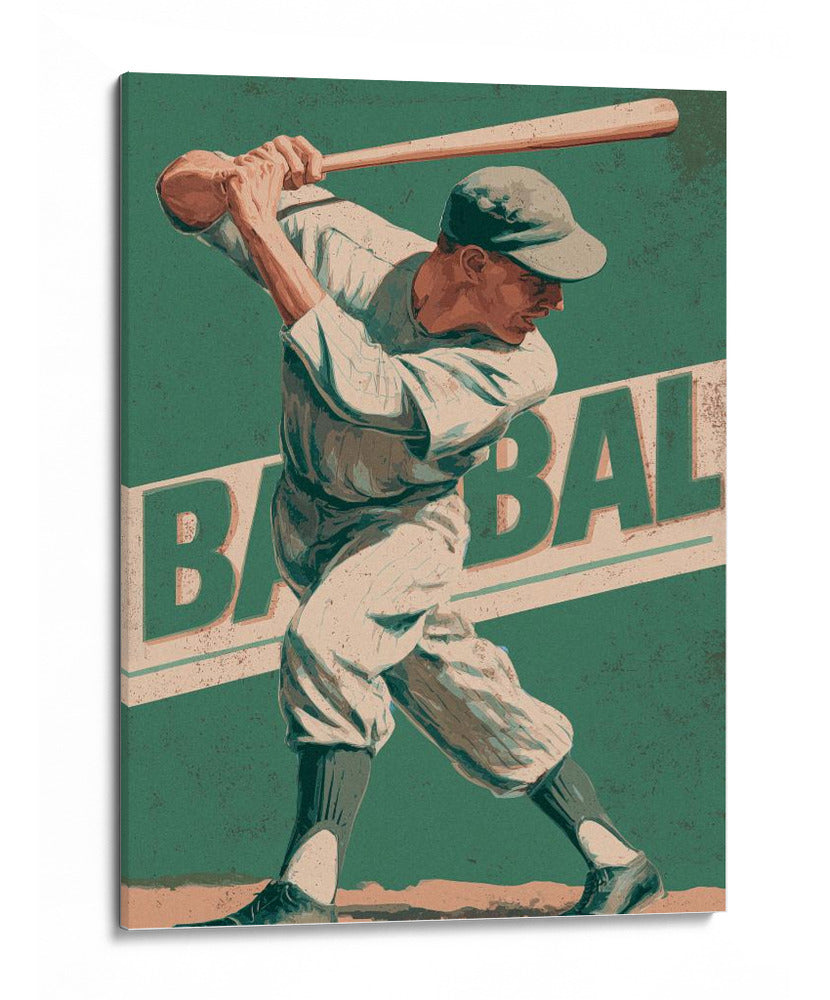 Béisbol atemporal: El swing perfecto del bateador clásico - Fluidys Studio IV | Cuadro decorativo de Canvas Lab