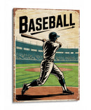 Béisbol clásico: afiche de litografía vintage con bateador - Andreas Magnusson | Cuadro decorativo de Canvas Lab
