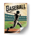 Béisbol clásico: afiche de litografía vintage con bateador - Andreas Magnusson | Cuadro decorativo de Canvas Lab