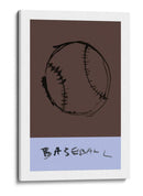 Minimalismo del béisbol: un estudio en trazos gestuales y costuras crudas sobre tinta marrón - cartissi | Cuadro decorativo de Canvas Lab