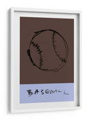 Minimalismo del béisbol: un estudio en trazos gestuales y costuras crudas sobre tinta marrón - cartissi | Cuadro decorativo de Canvas Lab