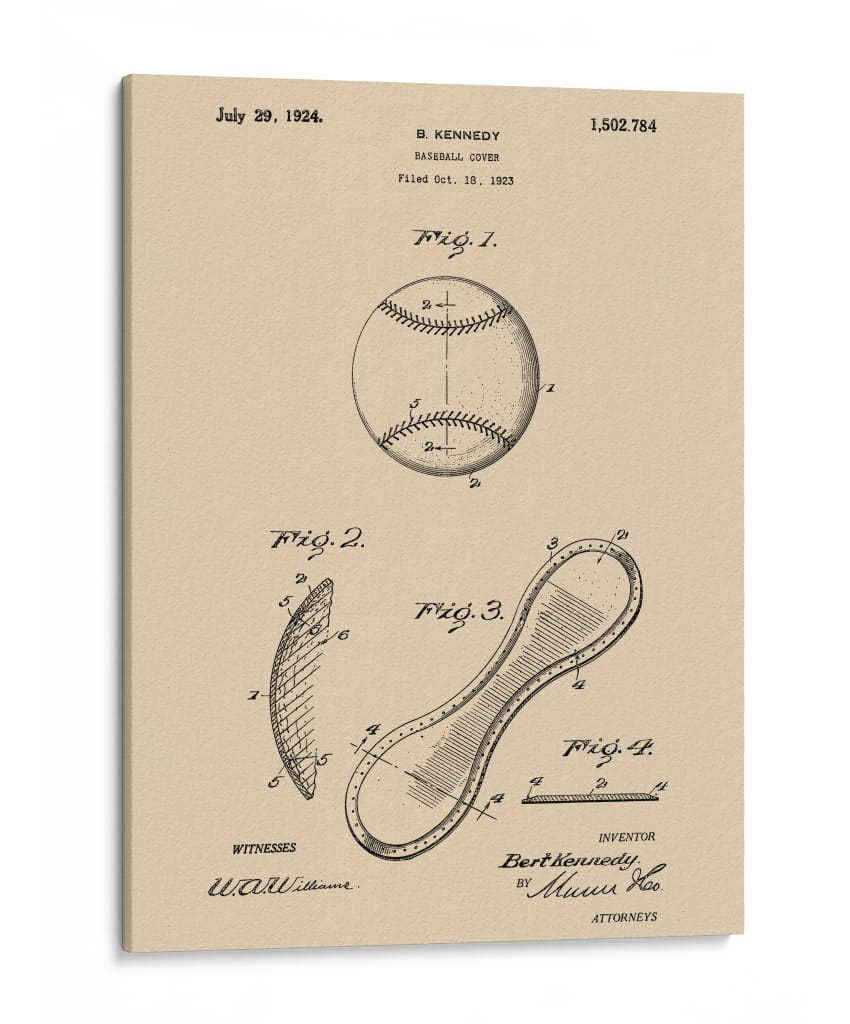 Dibujo de patente de béisbol antiguo - Andreas Magnusson | Cuadro decorativo de Canvas Lab