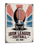 Afiche de metal vintage: Iron League Football, Est. 1948 - Andreas Magnusson | Cuadro decorativo de Canvas Lab