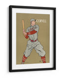 Dibujo antiguo de un jugador de béisbol sosteniendo un bate. - Edward Penfield | Cuadro decorativo de Canvas Lab