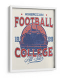 Gráfico vintage de fútbol americano universitario All-Star 1989 - Fluidys Studio IV | Cuadro decorativo de Canvas Lab