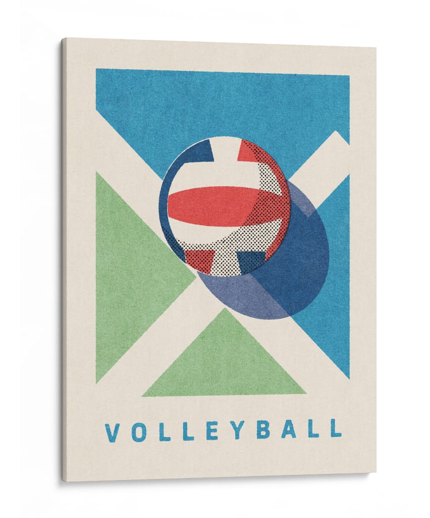 Afiche de voleibol geométrico retro - Daniel Coulmann | Cuadro decorativo de Canvas Lab