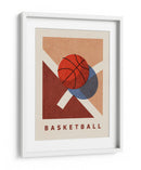 Rebote geométrico: un afiche retro de baloncesto de cancha minimalista - Daniel Coulmann | Cuadro decorativo de Canvas Lab