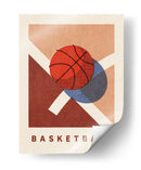 Rebote geométrico: un afiche retro de baloncesto de cancha minimalista - Daniel Coulmann | Cuadro decorativo de Canvas Lab