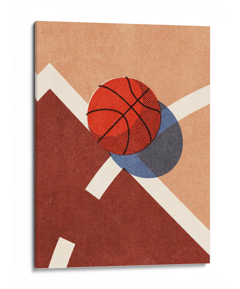 Sombras de cancha: un vistazo retro-minimalista al baloncesto - Daniel Coulmann | Cuadro decorativo de Canvas Lab