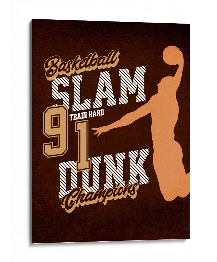 Slam Dunk Champions: Afiche retro de baloncesto - Fluidys Studio IV | Cuadro decorativo de Canvas Lab