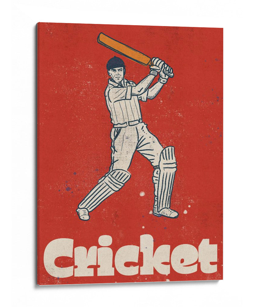 Cartel de críquet vintage con bateador - Nicholas | Cuadro decorativo de Canvas Lab