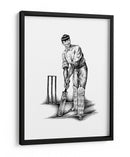 Boceto a lápiz de jugador de críquet clásico - Kulik | Cuadro decorativo de Canvas Lab
