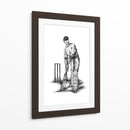 Boceto a lápiz de jugador de críquet clásico - Kulik | Cuadro decorativo de Canvas Lab