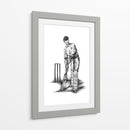 Boceto a lápiz de jugador de críquet clásico - Kulik | Cuadro decorativo de Canvas Lab