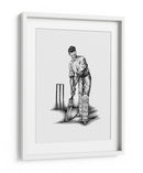Boceto a lápiz de jugador de críquet clásico - Kulik | Cuadro decorativo de Canvas Lab