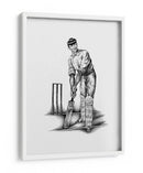 Boceto a lápiz de jugador de críquet clásico - Kulik | Cuadro decorativo de Canvas Lab