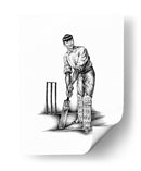 Boceto a lápiz de jugador de críquet clásico - Kulik | Cuadro decorativo de Canvas Lab